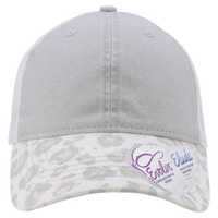 Infinity Her Women's Printed Bill with Mesh Back Cap, Grey / Snow Leopard / White, Front view