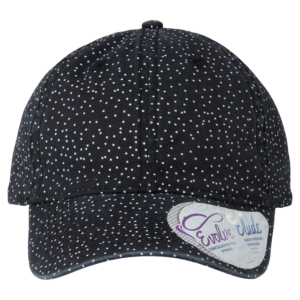 Infinity Her Women's Unstructured Fashion Prints Cap, Black / White Polka Dots, Front view