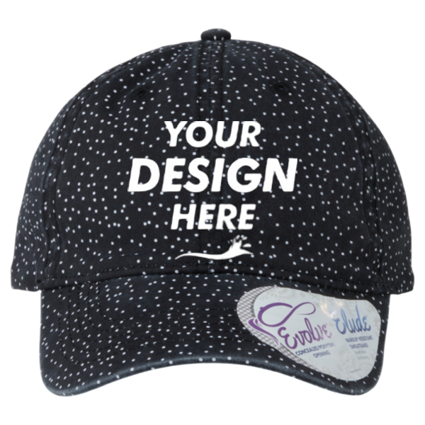 Infinity Her Women's Unstructured Fashion Prints Cap, Black / White Polka Dots, Front view, Mockup
