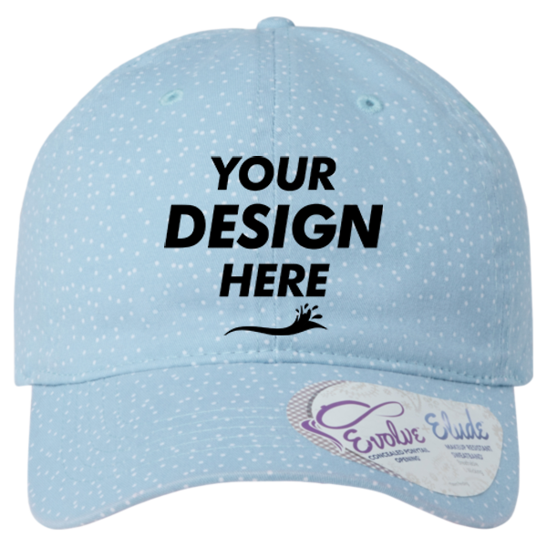 Infinity Her Women's Unstructured Fashion Prints Cap, Light Blue / White Polka Dots, Front view, Mockup