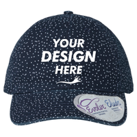 Infinity Her Women's Unstructured Fashion Prints Cap, Navy / White Polka Dots, Front view, Mockup