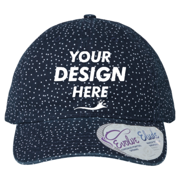 Infinity Her Women's Unstructured Fashion Prints Cap, Navy / White Polka Dots, Front view, Mockup