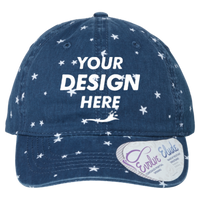 Infinity Her Women's Unstructured Fashion Prints Cap, Navy / White Stars, Front view, Mockup