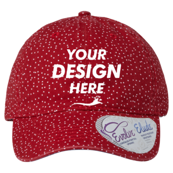 Infinity Her Women's Unstructured Fashion Prints Cap, Red / White Polka Dots, Front view, Mockup
