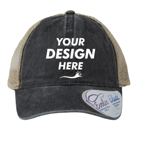 Infinity Her Women's Washed Mesh-Back Cap, Black / Leopard / Leopard, Front view, Mockup