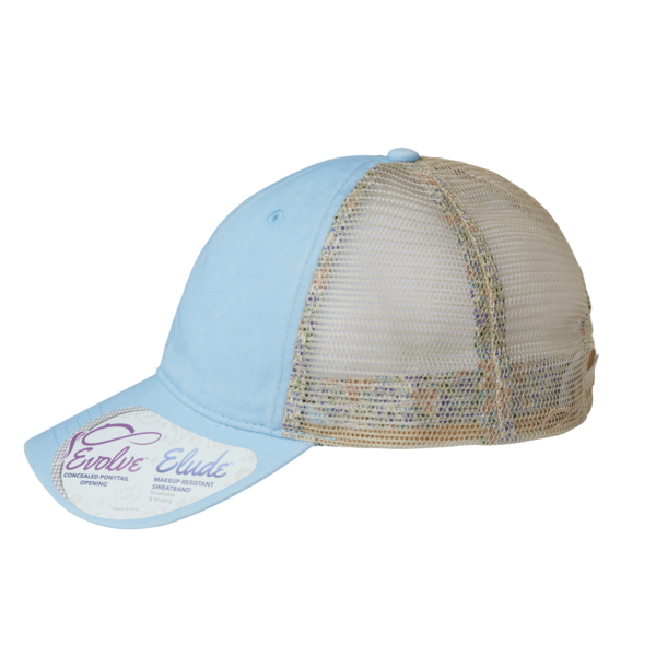 Infinity Her Women's Washed Mesh-Back Cap, Cashmere Blue / Floral / Floral, Left Side view