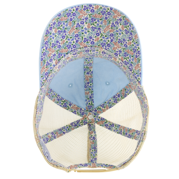 Infinity Her Women's Washed Mesh-Back Cap, Cashmere Blue / Floral / Floral, Visor view