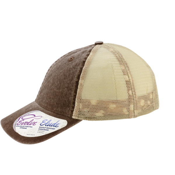 Infinity Her Women's Washed Mesh-Back Cap, Chocolate / Fawn / Khaki, Left Side view