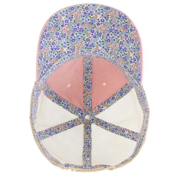 Infinity Her Women's Washed Mesh-Back Cap, Dusty Pink / Floral / Floral, Visor view