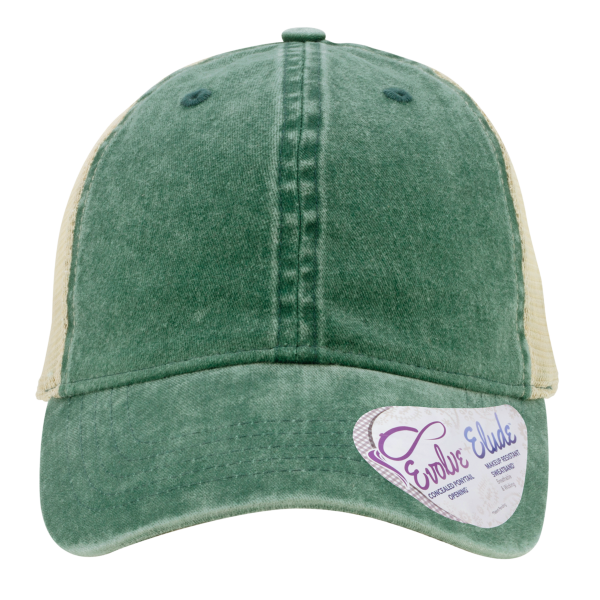 Infinity Her Women's Washed Mesh-Back Cap, Jade / Daisy / Khaki, Front view