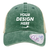 Infinity Her Women's Washed Mesh-Back Cap, Jade / Daisy / Khaki, Front view, Mockup
