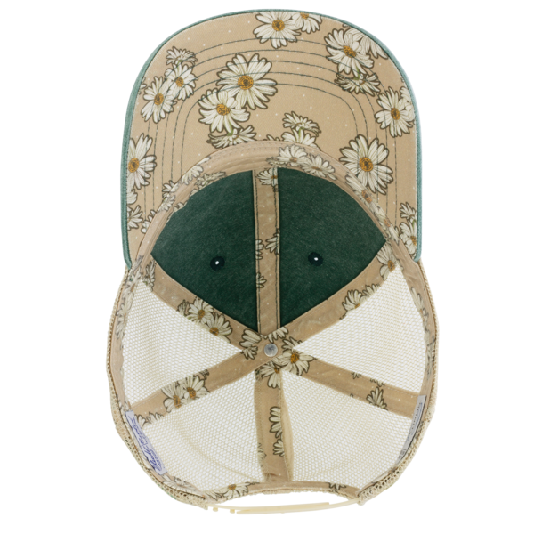 Infinity Her Women's Washed Mesh-Back Cap, Jade / Daisy / Khaki, Visor view