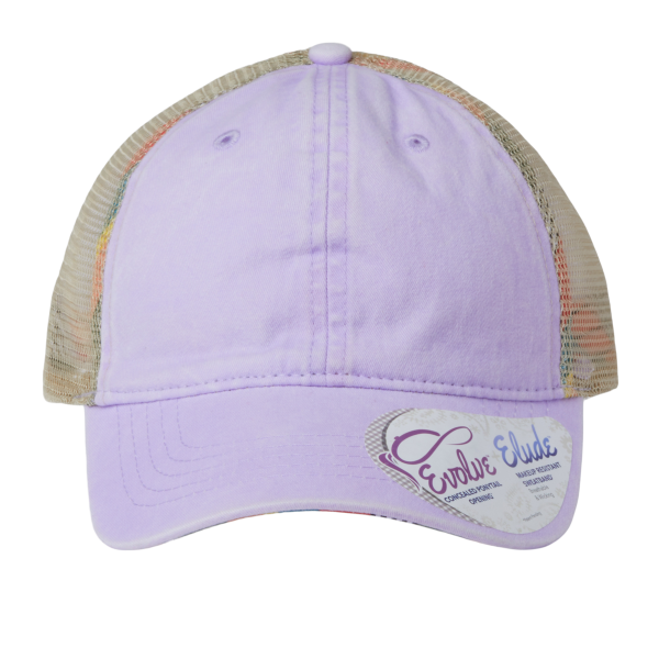 Infinity Her Women's Washed Mesh-Back Cap, Lavender / Stripes / Stripes, Front view