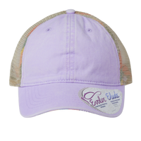 Infinity Her Women's Washed Mesh-Back Cap, Lavender / Stripes / Stripes, Front view