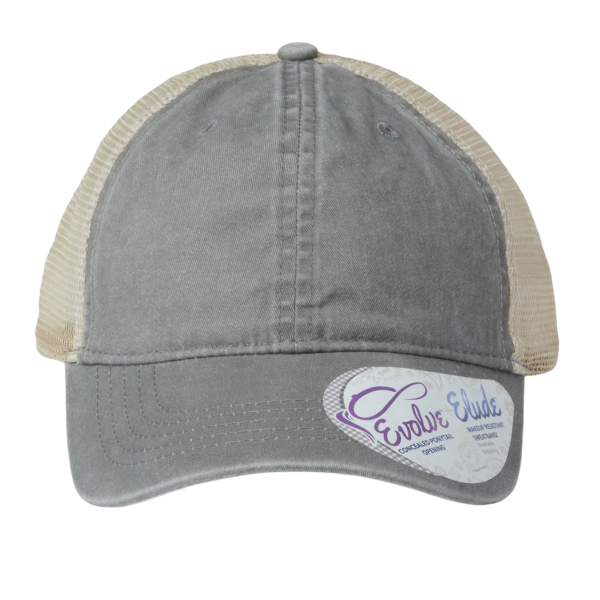 Infinity Her Women's Washed Mesh-Back Cap, Light Grey / Polka Dots / Polka Dots, Front view