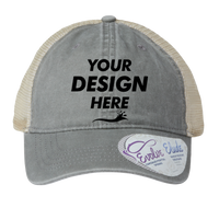 Infinity Her Women's Washed Mesh-Back Cap, Light Grey / Polka Dots / Polka Dots, Front view, Mockup