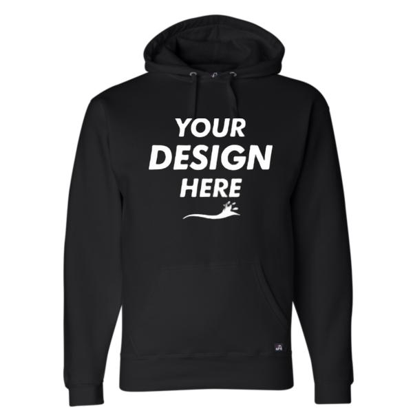 J. America Men's Premium Hooded Sweatshirt, Black, Front view, Mockup