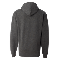 J. America Men's Premium Hooded Sweatshirt, Charcoal Heather, Back view