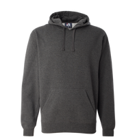 J. America Men's Premium Hooded Sweatshirt, Charcoal Heather, Front view