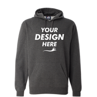 J. America Men's Premium Hooded Sweatshirt, Charcoal Heather, Front view, Mockup