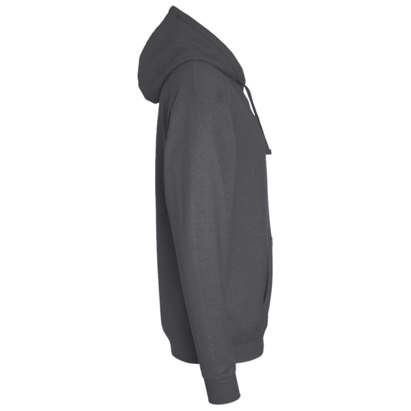 J. America Men's Premium Hooded Sweatshirt, Charcoal Heather, Right Sleeve view