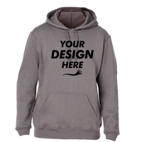 J. America Men's Premium Hooded Sweatshirt, Fossil, Front view, Mockup