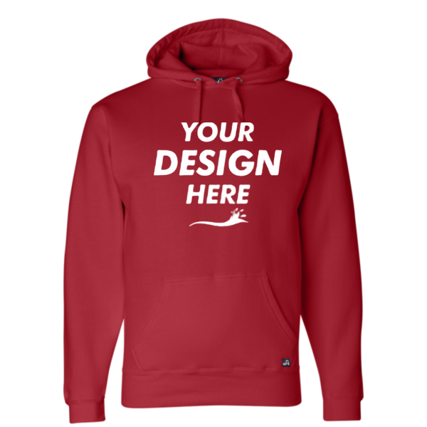 J. America Men's Premium Hooded Sweatshirt, Red, Front view, Mockup