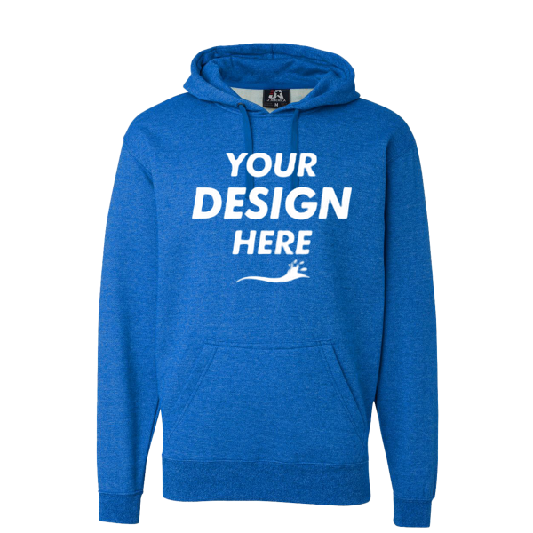 J. America Men's Premium Hooded Sweatshirt, Royal, Front view, Mockup