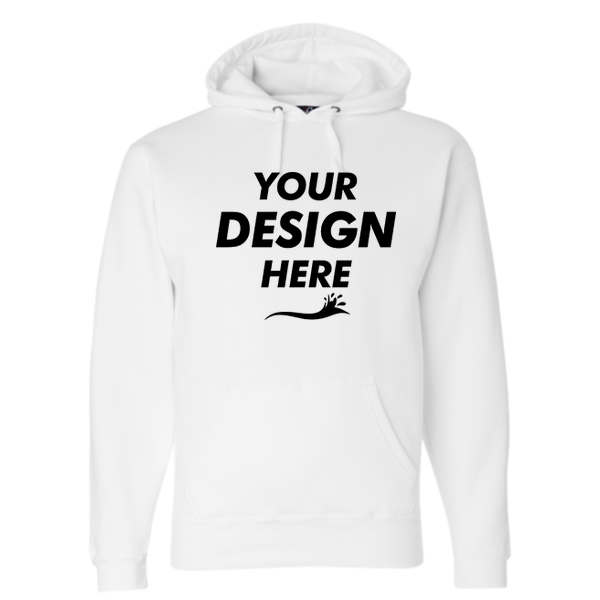 J. America Men's Premium Hooded Sweatshirt, White, Front view, Mockup
