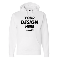 J. America Men's Premium Hooded Sweatshirt, White, Front view, Mockup