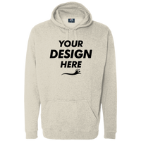 J. America Men's Tailgate Hooded Sweatshirt, Oatmeal Heather, Front view, Mockup