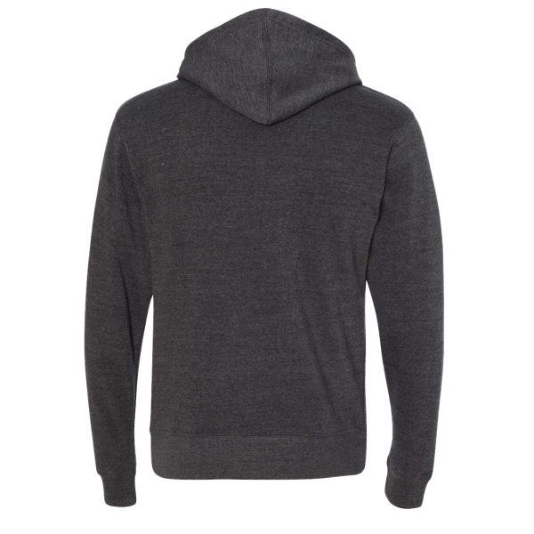 J. America Men's Triblend Fleece Hooded Sweatshirt, Black Triblend, Back view