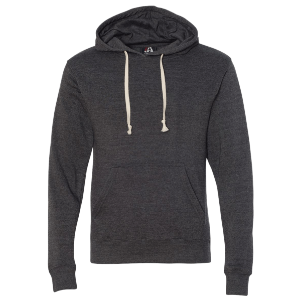 J. America Men's Triblend Fleece Hooded Sweatshirt, Black Triblend, Front view