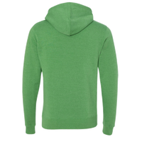 J. America Men's Triblend Fleece Hooded Sweatshirt, Green Triblend, Back view