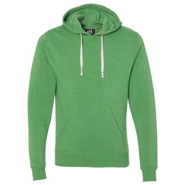 J. America Men's Triblend Fleece Hooded Sweatshirt, Green Triblend, Front view