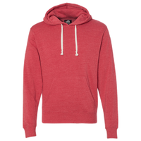 J. America Men's Triblend Fleece Hooded Sweatshirt, Red Triblend, Front view