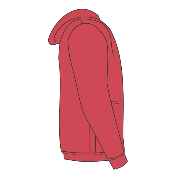J. America Men's Triblend Fleece Hooded Sweatshirt, Red Triblend, Right Sleeve view