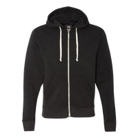 J. America Men's Triblend Full-Zip Hooded Sweatshirt, Black Solid, Front view