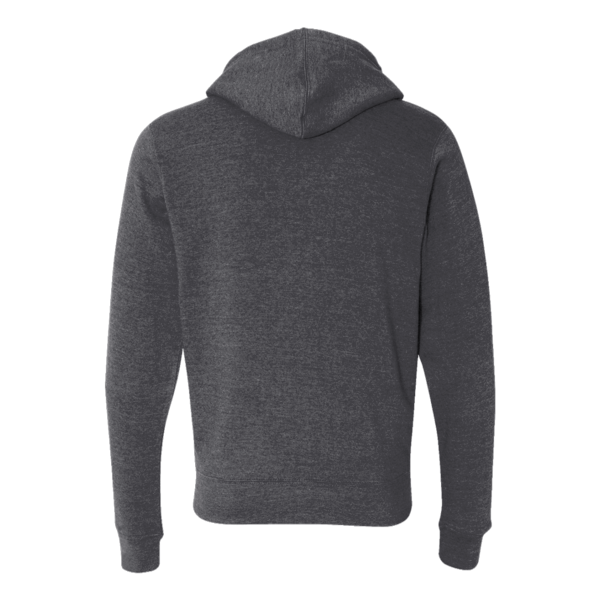 J. America Men's Triblend Full-Zip Hooded Sweatshirt, Black Triblend, Back view