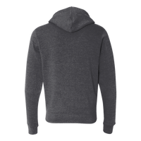 J. America Men's Triblend Full-Zip Hooded Sweatshirt, Black Triblend, Back view