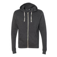 J. America Men's Triblend Full-Zip Hooded Sweatshirt, Black Triblend, Front view