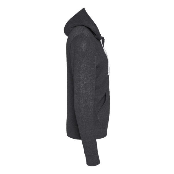 J. America Men's Triblend Full-Zip Hooded Sweatshirt, Black Triblend, Right Sleeve view
