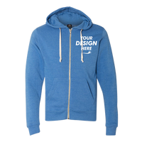 J. America Men's Triblend Full-Zip Hooded Sweatshirt, Cool Royal Triblend, Front view, Mockup