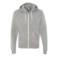 J. America Men's Triblend Full-Zip Hooded Sweatshirt, Grey Triblend, Front view