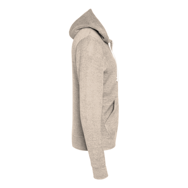 J. America Men's Triblend Full-Zip Hooded Sweatshirt, Oatmeal Triblend, Right Sleeve view