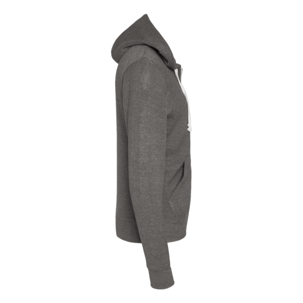 J. America Men's Triblend Full-Zip Hooded Sweatshirt, Smoke Triblend, Right Sleeve view