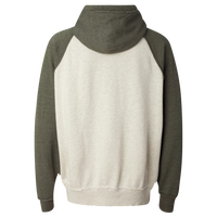 J. America Men's Vintage Heather Hooded Sweatshirt, Oatmeal Heather / Army Heather, Back view