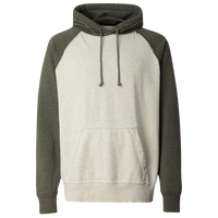 J. America Men's Vintage Heather Hooded Sweatshirt, Oatmeal Heather / Army Heather, Front view