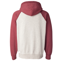 J. America Men's Vintage Heather Hooded Sweatshirt, Oatmeal Heather / Simply Red Heather, Back view
