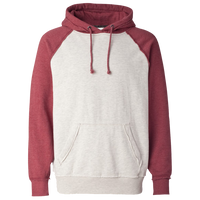 J. America Men's Vintage Heather Hooded Sweatshirt, Oatmeal Heather / Simply Red Heather, Front view